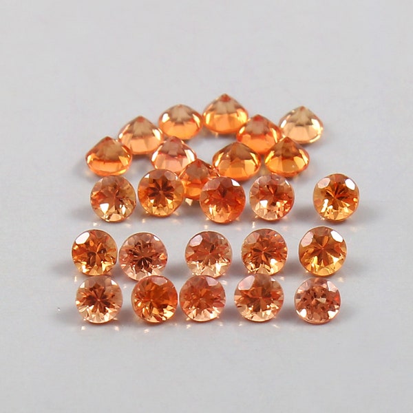 AAA Flawless Ceylon Padparadscha Sapphire Loose Round Gemstone Cut Lot,Fine Quality Sapphire Jewelry Setting Making Gemstone 2.50 To 2.70 MM