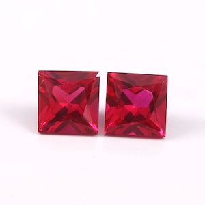 AAA Flawless Mozambique Pegion Red Ruby Loose Square Gemstone Cut Pair, Fine Quality Princess Cut Earing Making Gemstone Cut 4x4 MM -5x5 MM