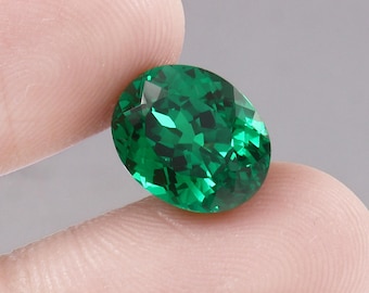 AAA-makelloser grüner kolumbianischer Smaragd im Ovalschliff, hochwertiger Smaragdring und erstklassiger Schmuckrohling, geschliffener Stein 12 x 10 mm