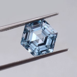 AAA Akvamarin Ädelsten | 8 mm Hexagon Slipad, Brasiliansk Lössten