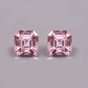 AAA Flawless Madagascar Morganite Loose Asscher Cut Gemstone , Fine Quality Morganite Earing & Jewelry Making Gemstone Matched Pair 9x9 MM