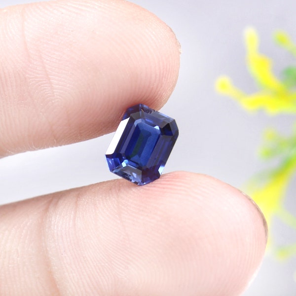 Gema de Safira Azul do Ceilão com Lapidação Radiante | 8 x 6 mm Qualidade AAA