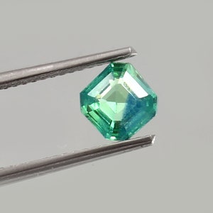 0.95 CT - AAA Flawless Bi Color Ceylon Parti Sapphire Asscher Cut Loose Gemstone, Blue Green Sapphire Ring & Jewelry Making Gemstone 5.70 MM