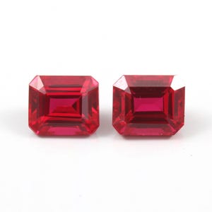 Radiantslipad rubin ädelsten i matchande par, Mozambique Pigeon Red Birthstone 8x6-12 x 10 MM