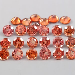 AAA Flawless Ceylon Padparadscha Sapphire Loose Round Gemstone Cut Lot, Unique High-End Glamorous Jewelry Setting And Making Gemstone 6x6 MM