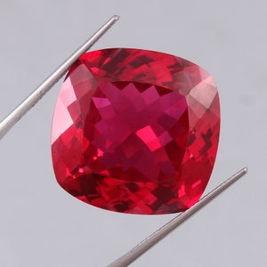 AAA Flawless Blood Red Mozambique Ruby Loose Cushion Gemstone Cut, High Quality Museum Grade Ruby Cushion Jewelry Making Gemstone 24x24 MM