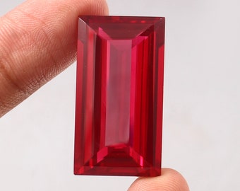 AAA Flawless Blood Red Mozambique Ruby Loose Baguette Gemstone Cut, Extreme Quality Ruby Ring And Premium Jewelry Making Gemstone 24x12 MM