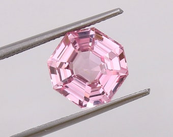 AAA Flawless Pink Madagascar Morganite Loose Asscher Cut Gemstone, Excellent Quality Morganite Jewelry And Ring Making Gemstone 8.05 Ct