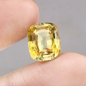 12x10 MM - AAA Flawless Ceylon Yellow Sapphire Loose Cushion Gemstone Cut, Excellent Quality Sapphire Ring & Fine Jewelry Making Gemstone