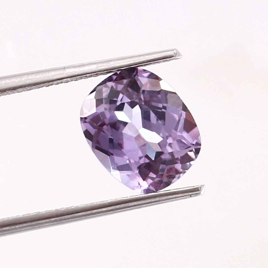 AAA Flawless Ceylon Violet Spinel Loose Cushion Gemstone Cut, Frontline