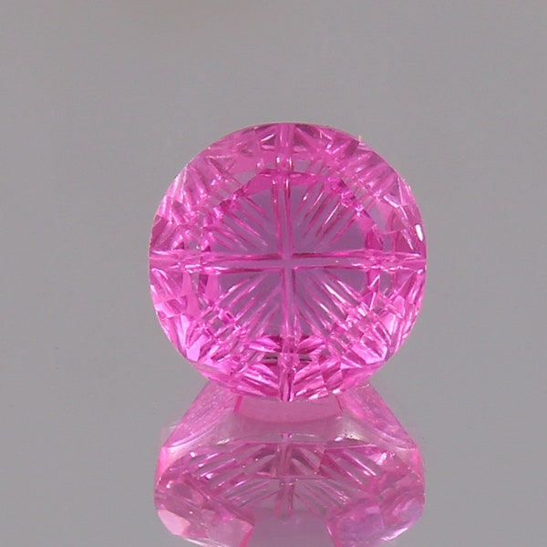 AAA Flawless Ceylon Pink Sapphire Loose Fantasy Cut Curving Gemstone, Beautiful Hand Carved Fashion Jewelry Making Fancy Round 10x10 MM