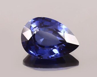 Gema de zafiro azul real de Ceilán talla pera: piedra suelta de 14 x 10 mm