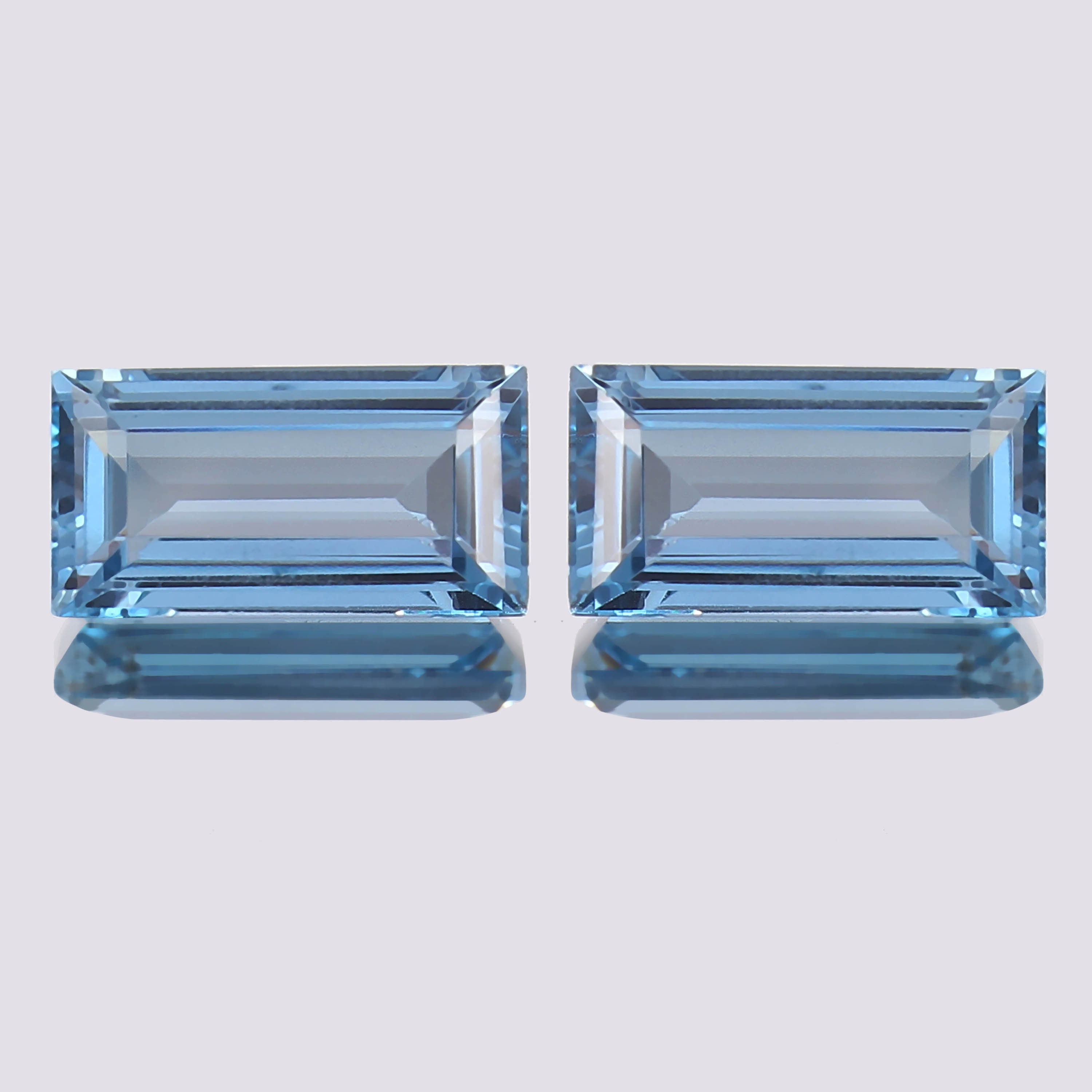 AAA Brazilian Aquamarine Baguette Cut Gemstone Matched Pair 12x6