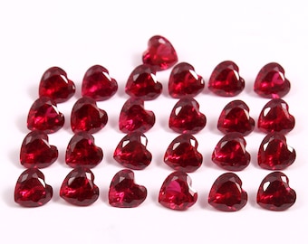 4x4/5x5/6x6 MM - AAA Flawless Mozambique Ruby Loose Heart Shape Gemstone Cut, Fine Quality Ruby Jewelry Setting Calibrated Gemstone Cut