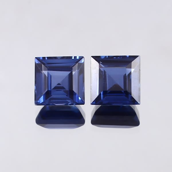 AAA Flawless Ceylon Blue Sapphire Loose Square Gemstone Cut Pair, Valentine's Jewelry And Earing Making Sapphire Square Matched Pair 6x6 MM