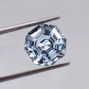AAA Flawless Grayish Blue Brazilian Aquamarine Loose Asscher Cut Gemstone, Fine Quality Aquamarine Ring And Jewelry Making Gemstone 7x7 MM
