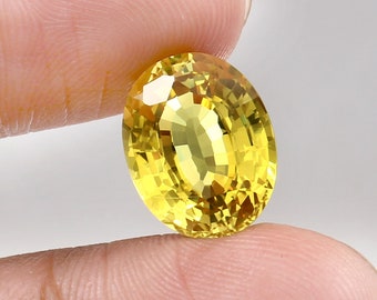AAA Flawless Ceylon Yellow Sapphire Loose Oval Gemstone Cut 12x10 MM, Excellent Quality Sri Lanka Cut Sapphire Ring & Jewelry Making Cut
