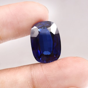 AAA Flawless Ceylon Royal Blue Sapphire Loose Cushion Gemstone Cut, Excellent Quality Sapphire Ring & High Jewelry Making Gemstone 18x13 MM