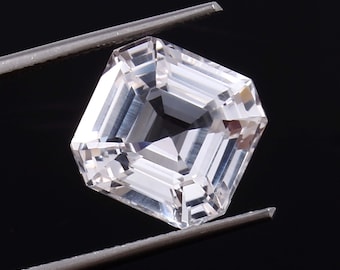 Zafiro blanco de Ceilán AAA, 9 x 9 mm, talla Asscher, gema suelta / Piedra natal para la elaboración de anillos de compromiso