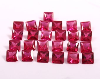 AAA Flawless Mozambique Ruby Loose Square Gemstone Princess Cut, Excellent Quality Ruby Jewelry Making Gemstone Cut 4x4 MM / 5x5 MM