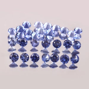 Zaffiro blu pastello Ceylon AAA, pietra preziosa rotonda sfusa con taglio a diamante, per anelli e gioielli in zaffiro di qualità premium, lotto di pietre preziose 2 x 2 mm.