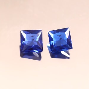 AAA onberispelijke ceylonblauwe spinel losse vierkante prinses geslepen edelsteen, extreme kwaliteit spineloorbellen en fijne sieraden maken matched pair 4 x 4 MM