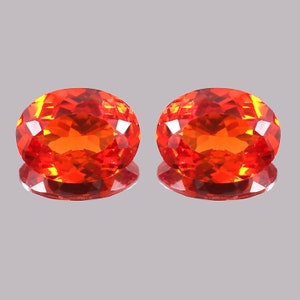 AAA Flawless Ceylon Orange Sapphire Loose Oval Gemstone Cut Pair, Fine Quality Sapphire Earing And Jewelry Making Matched Pair Cut 9x7 MM