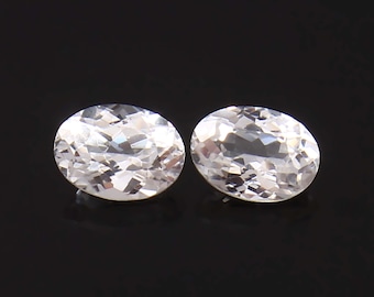 AAA Flawless Ceylon White Sapphire Loose Oval Gemstone Cut, Fine Quality Sapphire Earing & Jewelry Making Gemstone Matching Pair 7x5 MM