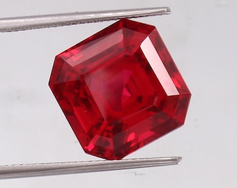 AAA Mogok Ruby Loose Gemstone Asscher Cut 8x8 MM Pigeon Red | Engagement Ring Making Flawless Birthstone