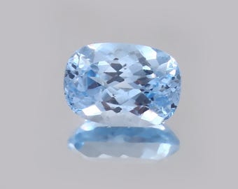 AAA Brazilian Aquamarine Loose Gemstone | Sky Blue Cushion Cut 13x9mm