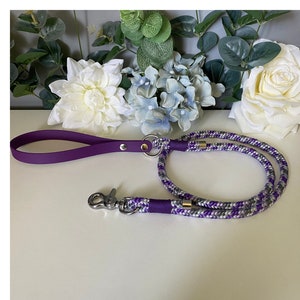Purple Camo Paracord Dog Lead - Purple Camo Rope Lead - Purple Custom Made Dog Lead - Rose Gold, Silver or Brass Hardware