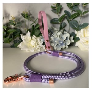 Pastel Purple Paracord Dog Lead - Lilac Rope Lead - Lilac Custom Made Dog Lead - - Rose Gold, Silver or Brass Hardware
