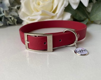 Wine Waterproof Dog Collar - Rose Gold, Silver, Brass or Stainless Steel Hardware - Wine Dog Collar - Wine Puppy Collar