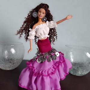 Robe gitane pour poupée Barbie (cousu main) 