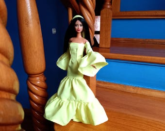 Yellow flamenco dress for dolls about 12 inches