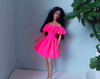 Pink Valentine dress for dolls about 12 inches