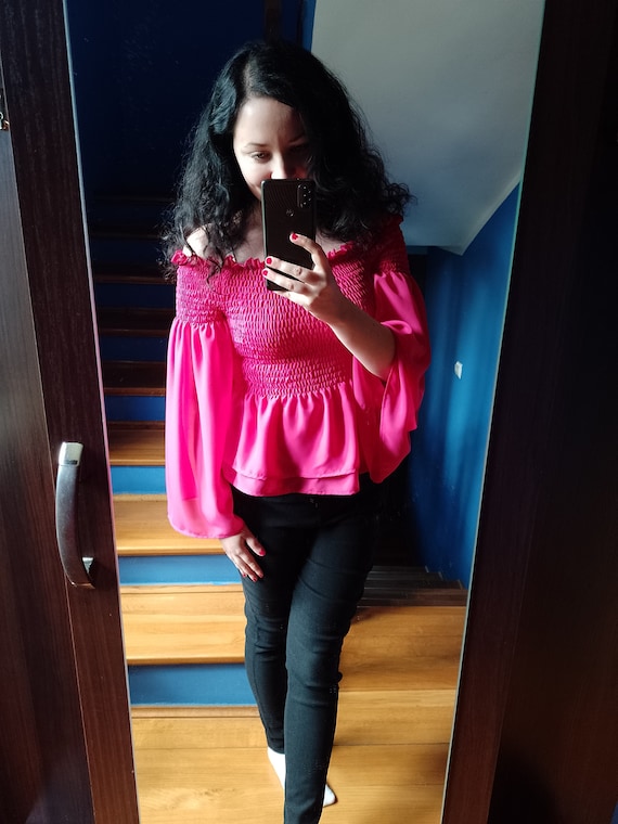 Pink chiffon blouse sale