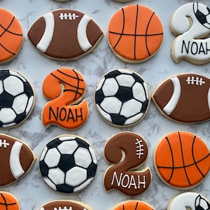 Sport themed cookies | Sport birthday favors | basketball cookies | soccer cookies | football cookies | party favors | birthday gifts
