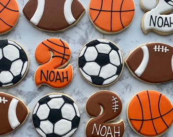 Sport themed cookies | Sport birthday favors | basketball cookies | soccer cookies | football cookies | party favors | birthday gifts