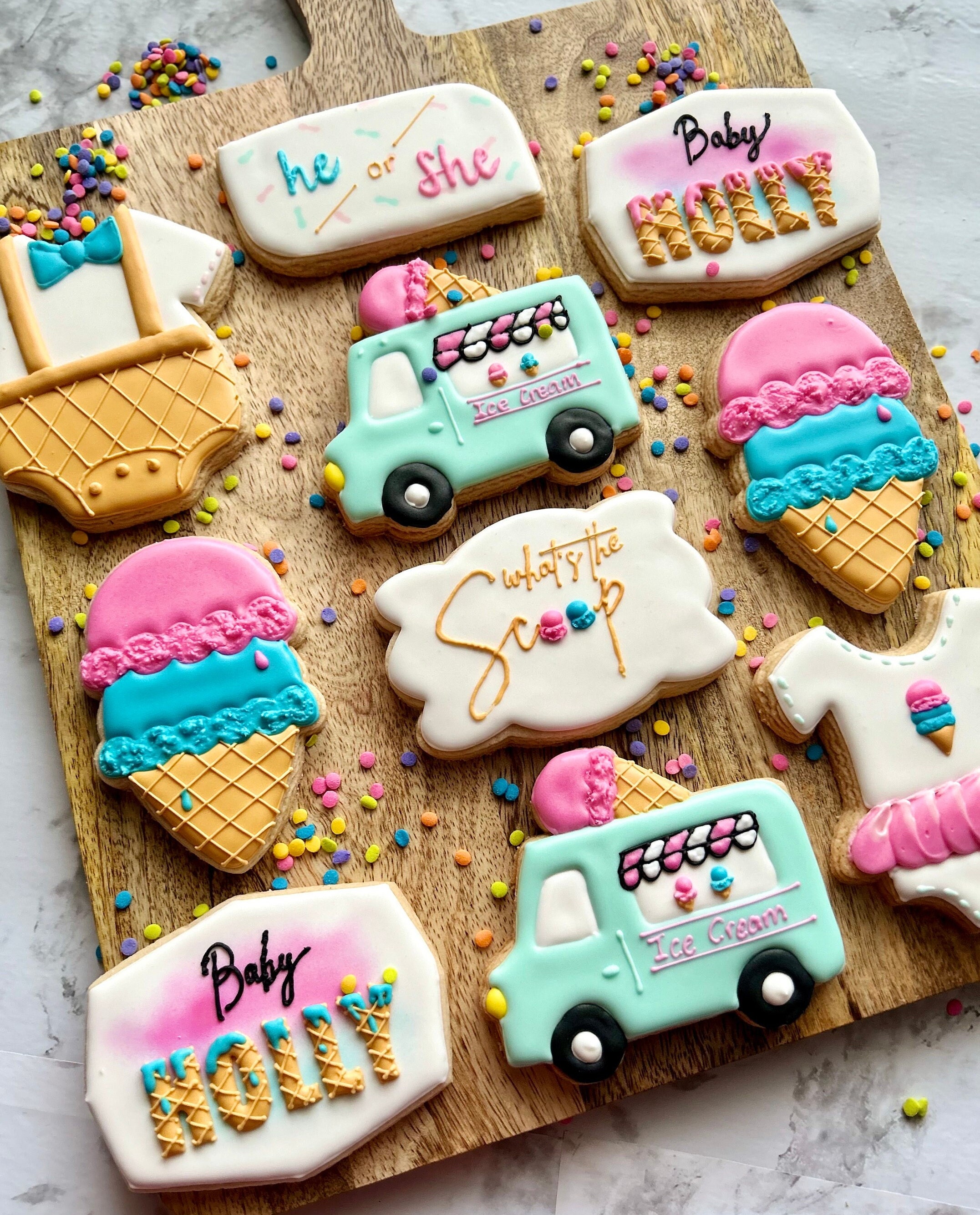 What's the Scoop?  | Gender reveal cookies | Ice cream cookies | Party favors | Sugar cookies