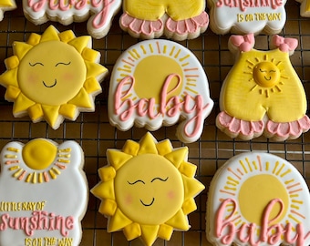 A little ray of sunshine cookies | Baby shower cookies | Sunshine cookies |
