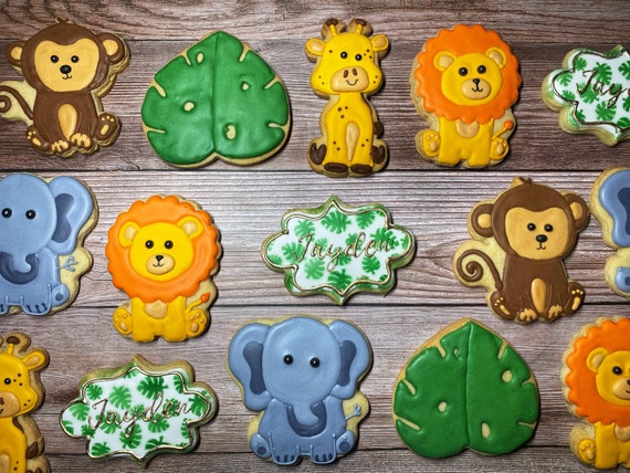 Safari Sugar Cookies Jungle Cookies Monkey Elephant 