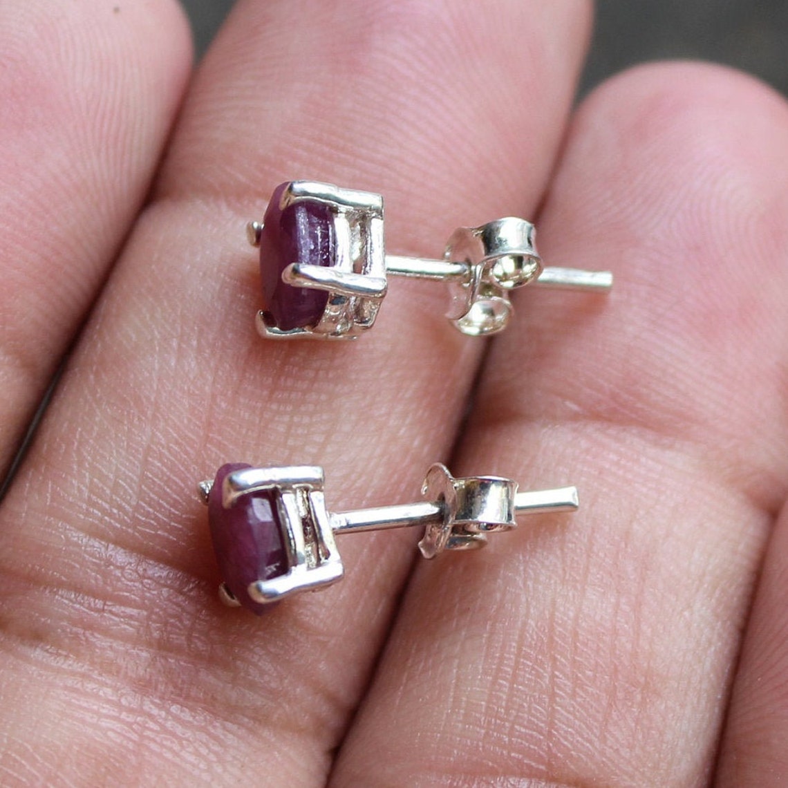 Natural Ruby Stud EarringsNatural Ruby StudBeautiful Pink Etsy
