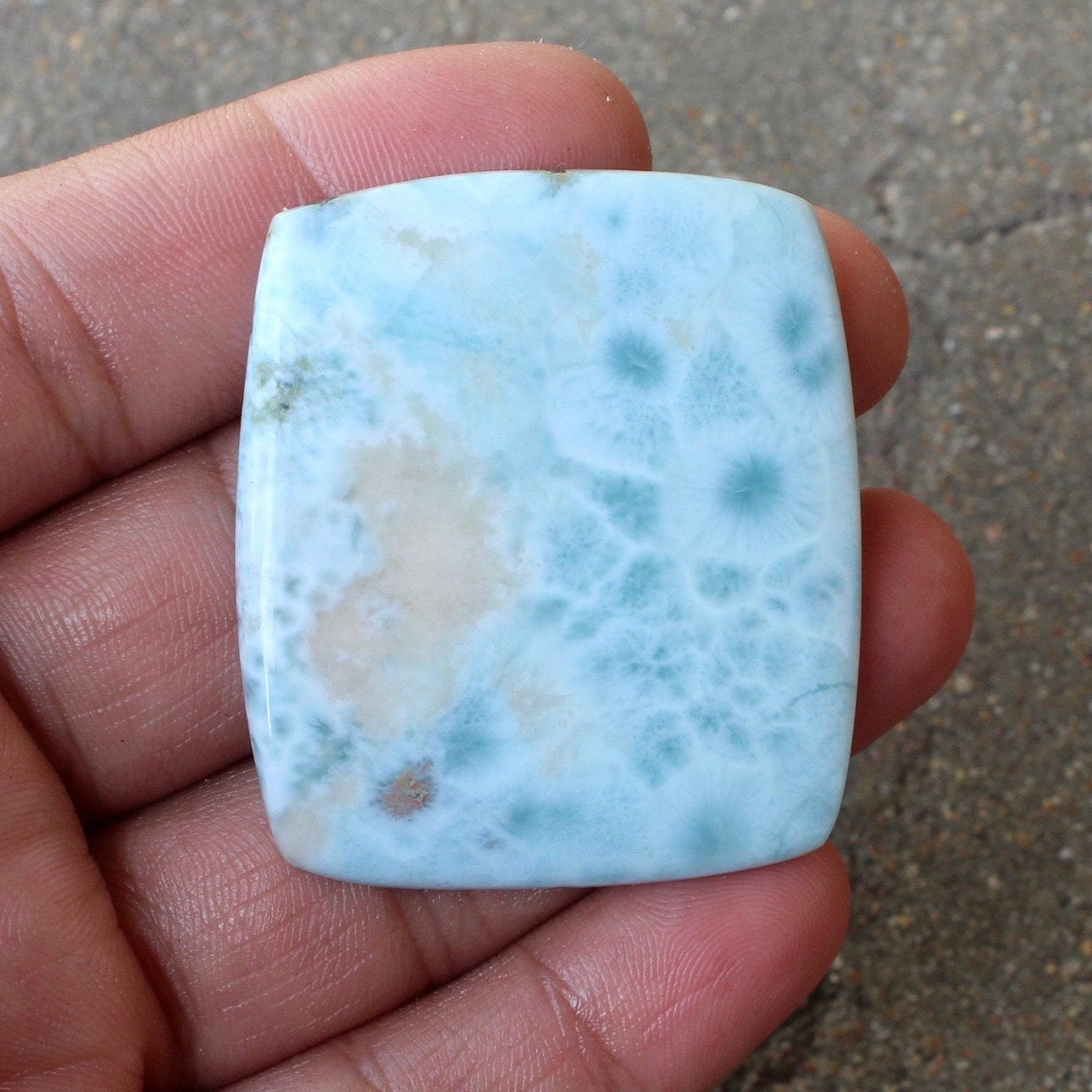 Superb Natural Larimar Stone Wire Wrapping Jewelry Making Birth Stone Healing Designer Larimar Cabochon Stone 33x23x5 MM,33.0 Cts