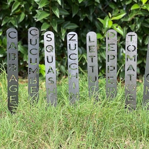 Herb | Vegetable | Plant Markers | Plant Stakes | Plasma Cut Steel | Rustic | Yard Décor | Yard Art | Outdoor | Garden Accessories