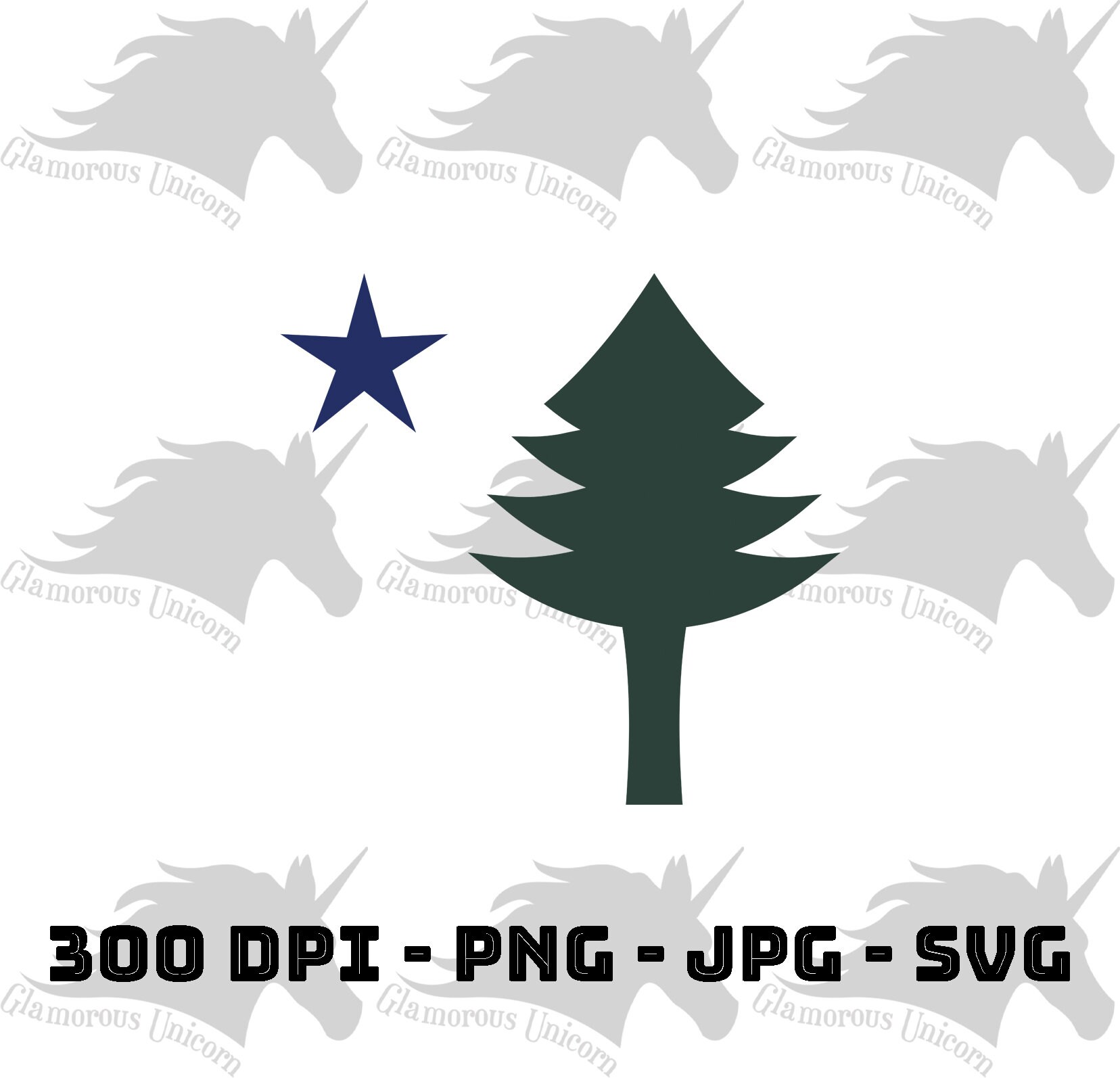 Maine State Flag with Star and Tree PNG JPG Clipping Path Etsy