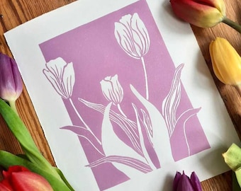 Tulip Lino Print in pink