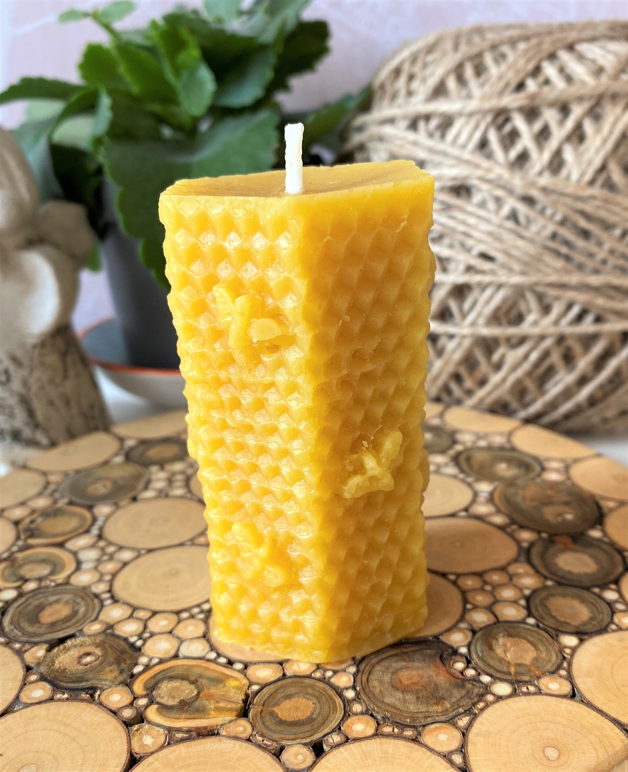 Set of 2 Pure Beeswax Handmade Pillar Votive Shaped Candles Etsy