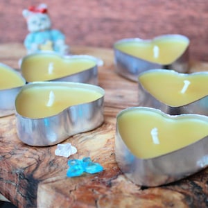 Heart Tealight Candles 100% Pure Beeswax Hand Poured in UK Handmade Unscented Natural
