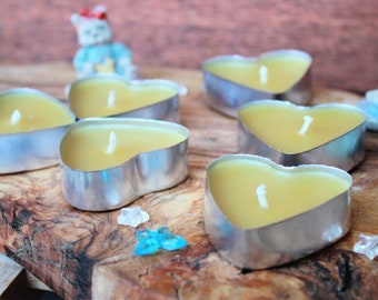 Heart Tealight Candles 100% Pure Beeswax Hand Poured in UK Handmade Unscented Natural